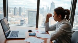 Person waiting with Canadian documents at office desk