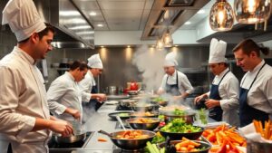 Calgary chefs preparing food in a kitchen