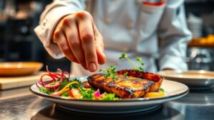 Gourmet dish prepared by a chef