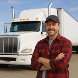 truck driver with heavy load truck