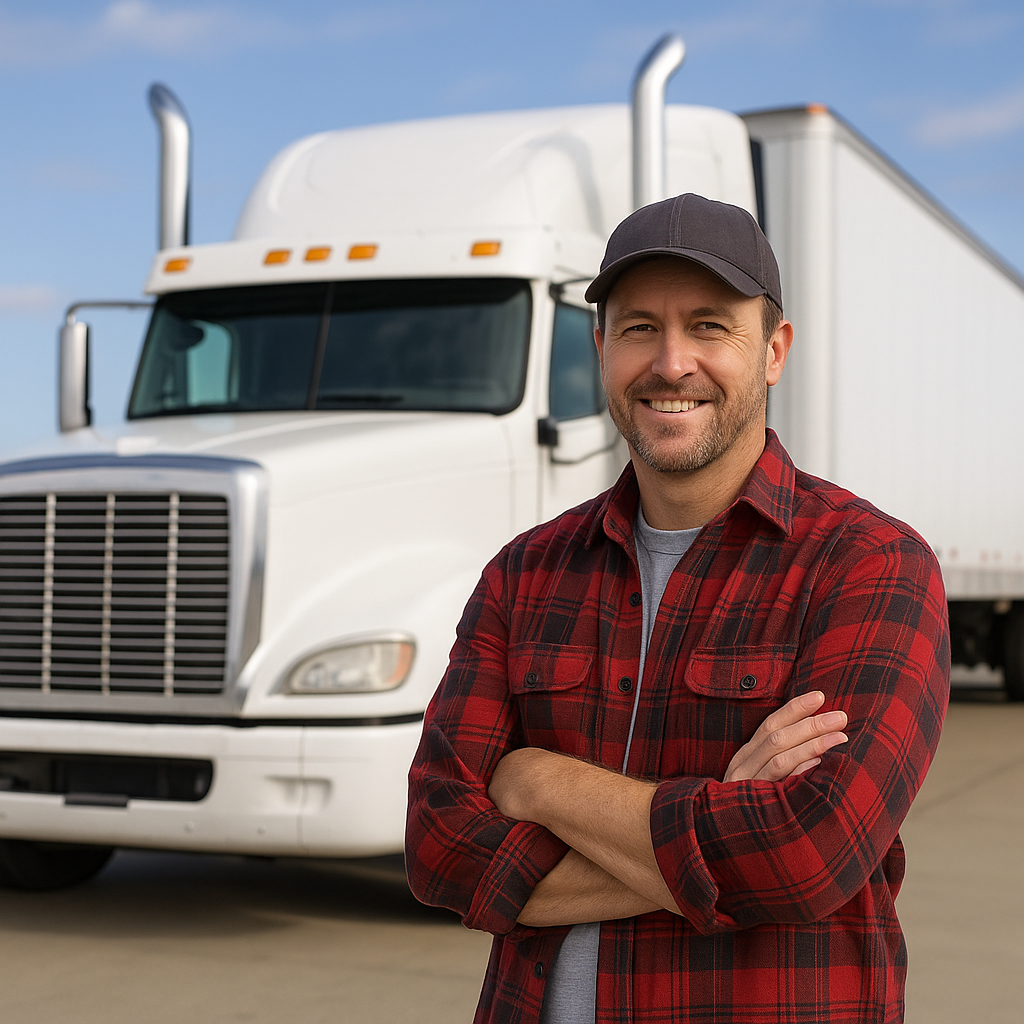 truck driver with heavy load truck