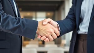 Handshake symbolizing a job offer agreement.